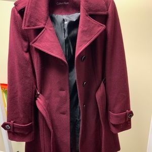 Calvin Klein never worn burgundy 59% wool trench coat